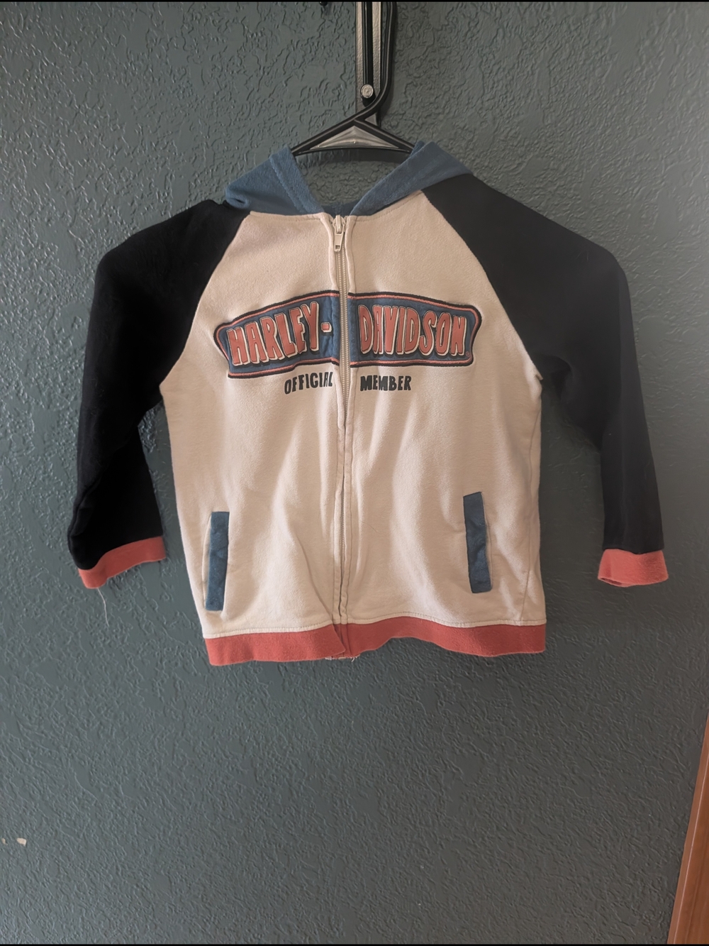 Harley-Davidson Kids Hooded Zip Sweatshirt - Cream & Black